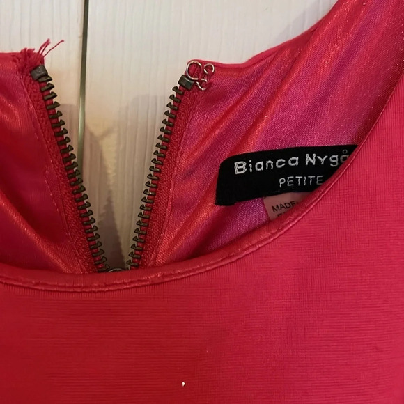 Bianca Nygard fuchsia pink spaghetti straps peplum mini dress Sz 4P - Picture 6 of 17